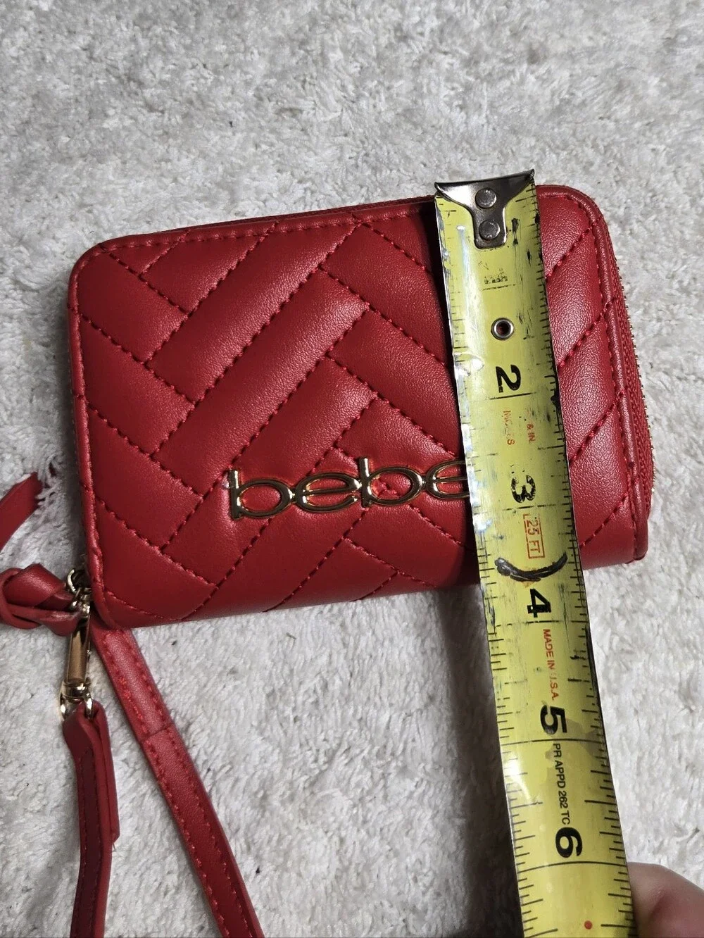 Bebe Red Quilted Wristlet Wallet Like New